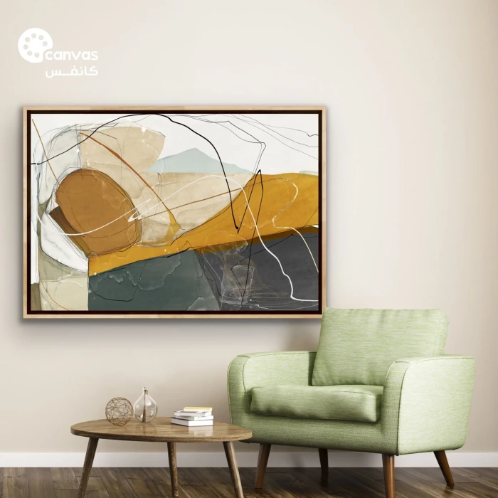 لوحة تجريدية تجمع بين الألوان الدافئة والباردة
