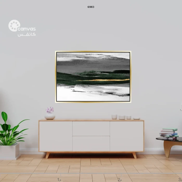 لوحة تجريدية بلونين رئيسيين وأشكال متنوعة