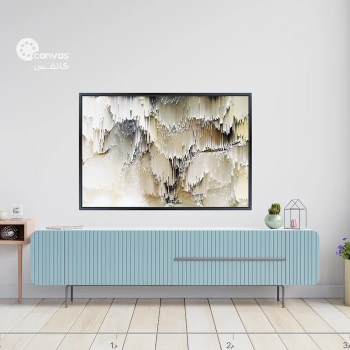 لوحة تجريدية بألوان هادئة وتعقيدات بصرية