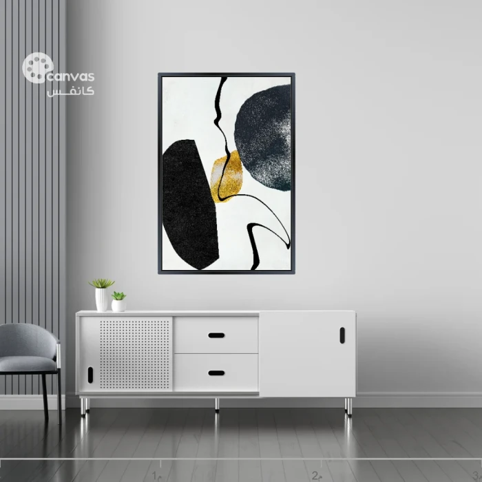 لوحة تجريدية بالألوان الأحادية والذهبية