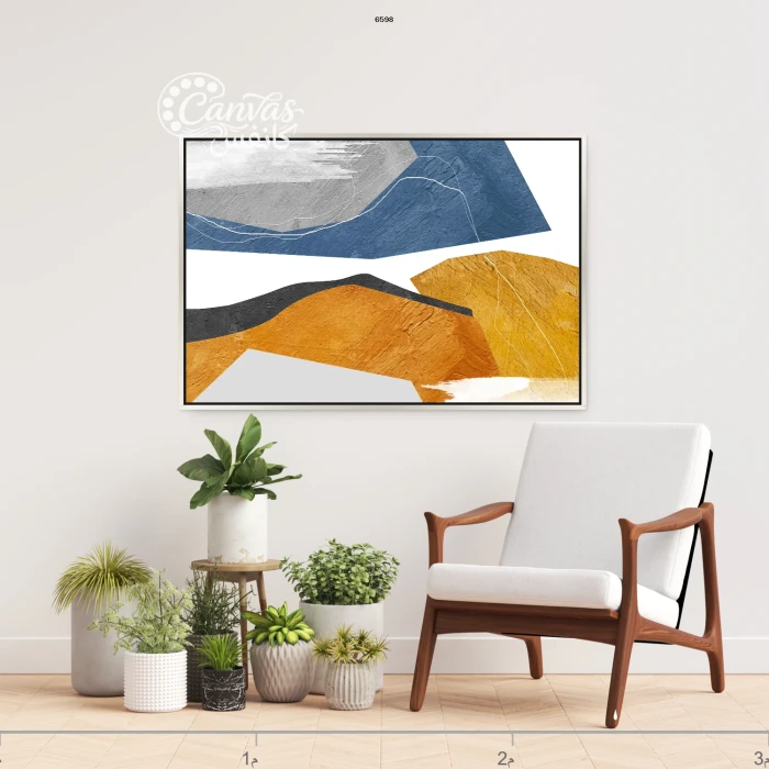 لوحة تجريدية بألوان دافئة وباردة