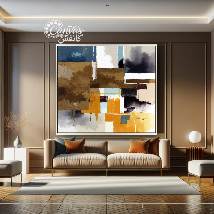 لوحة تجريدية بألوان دافئة وباردة
