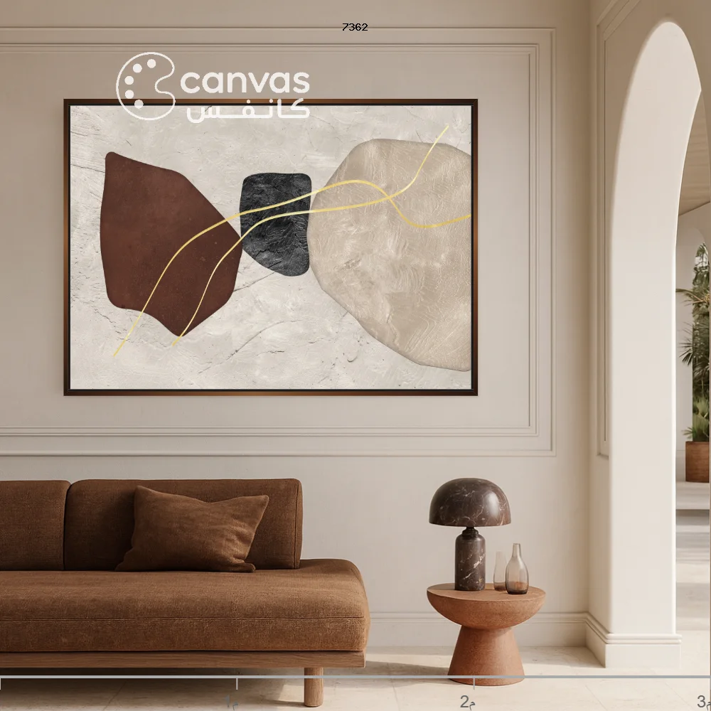 تصميم تجريدي بدرجات بني — لوحة جدارية كانفس