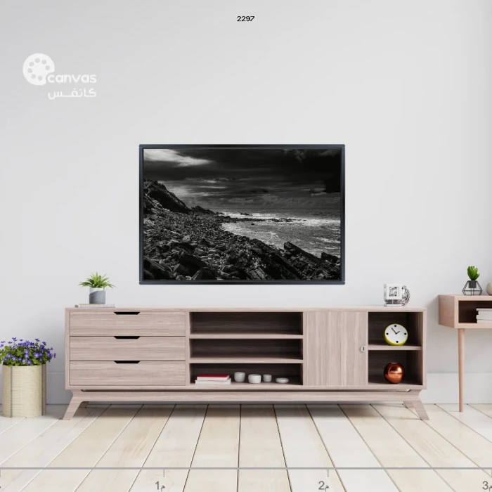 منظر طبيعي بالأبيض والأسود على الجدار