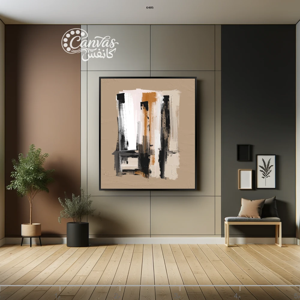 لوحة تجريدية بألوان محايدة وبسيطة