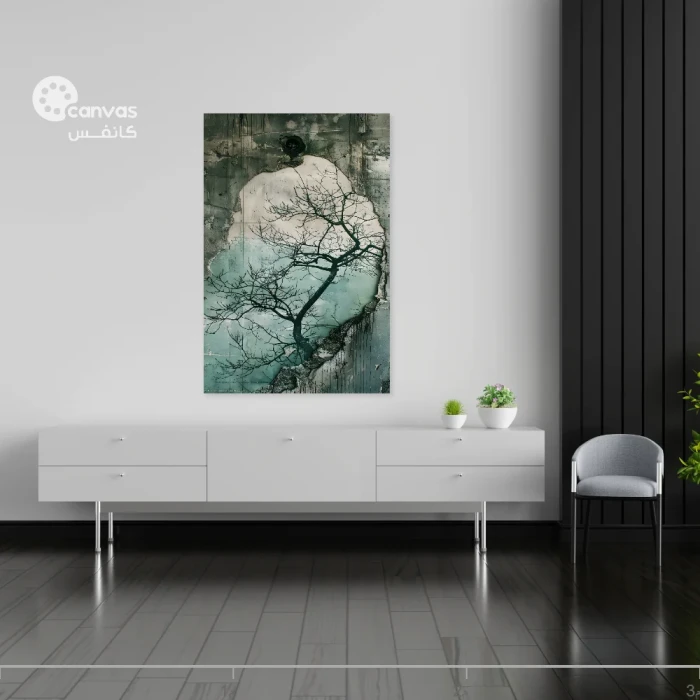 لوحة تجريدية تعبر عن الطبيعة والهدوء