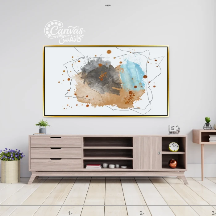 لوحة تجريدية تجمع بين الألوان الدافئة والباردة