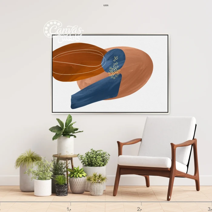 لوحة تجريدية بتصميم عصري وألوان دافئة