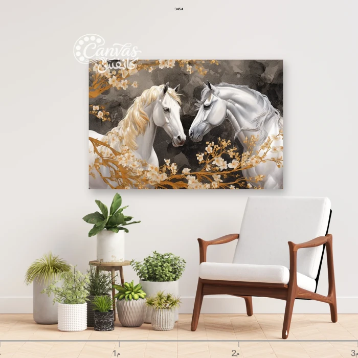 خيول بيضاء تتأمل في الطبيعة