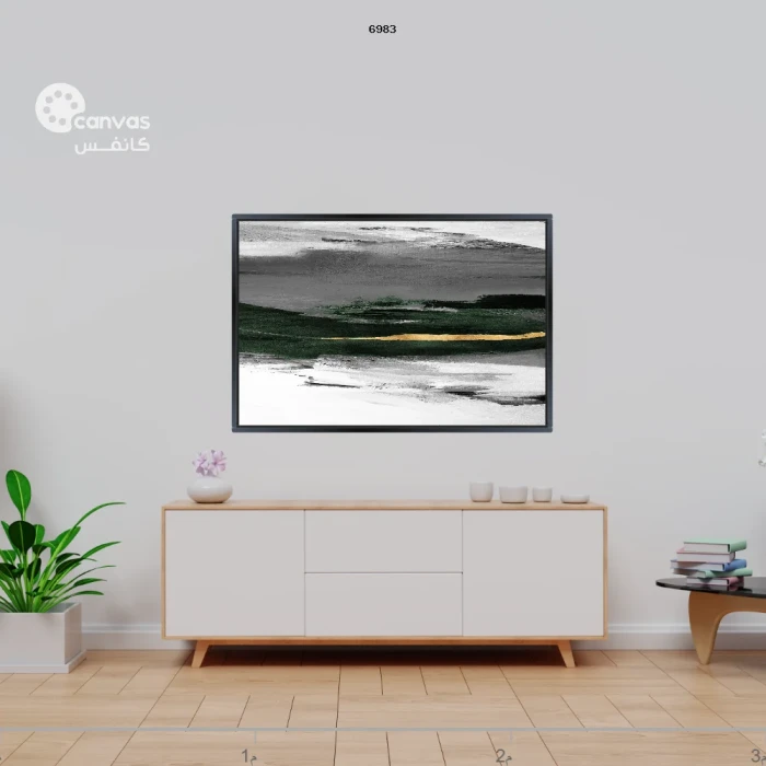 لوحة تجريدية بلونين رئيسيين وأشكال متنوعة