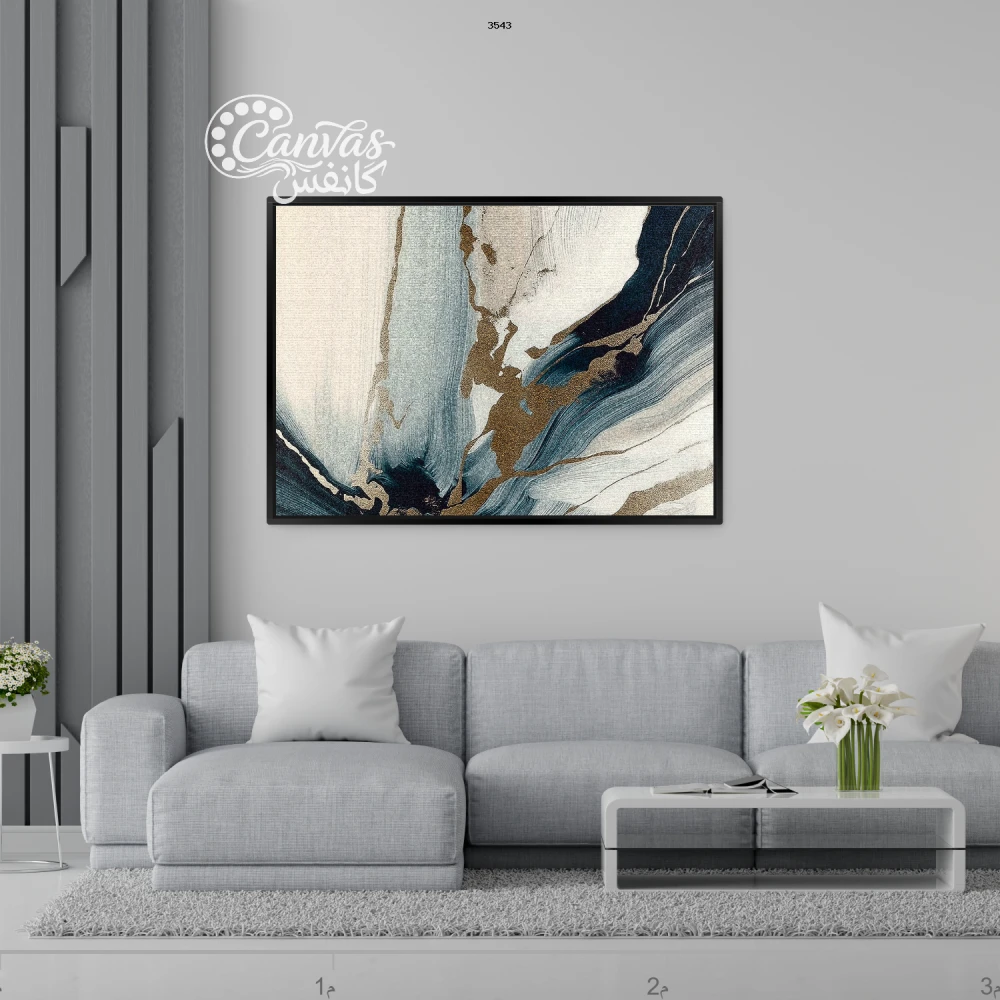 لوحة تجريدية بألوان هادئة وأشكال انسيابية