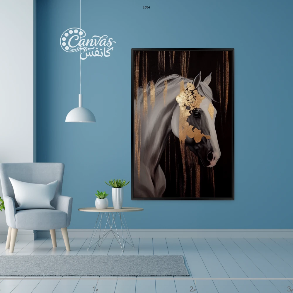 لوحة فنية تعكس جمال الحصان الأسود