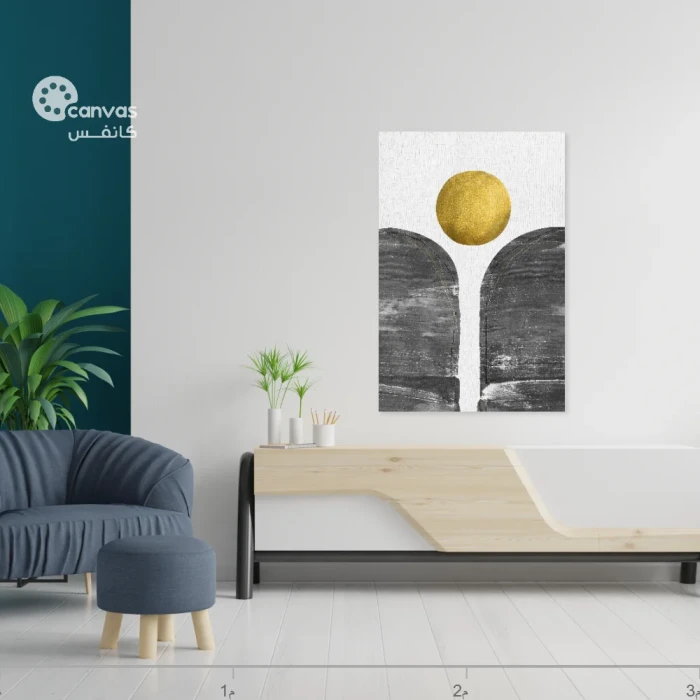 تكوين هندسي مع دائرة ذهبية فوق خلفية سوداء