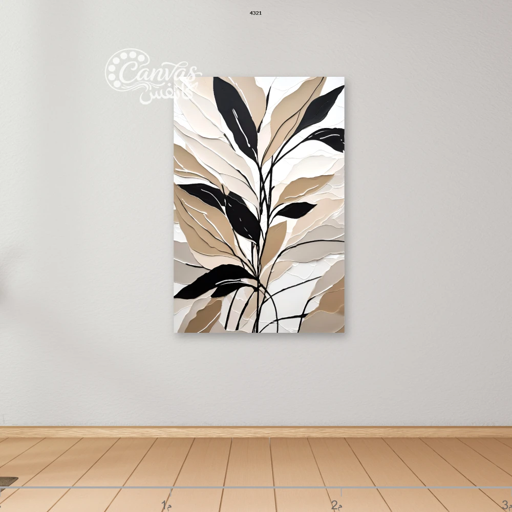 لوحة طبيعية بألوان ترابية وخطوط أنيقة