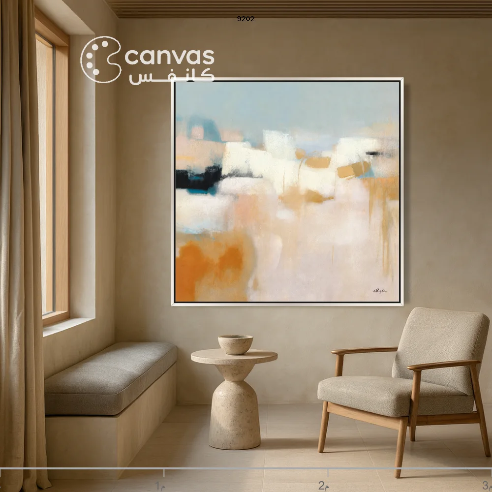 تجريد هندسي بدرجات أزرق فاتح — لوحة جدارية كانفس - صورة 3