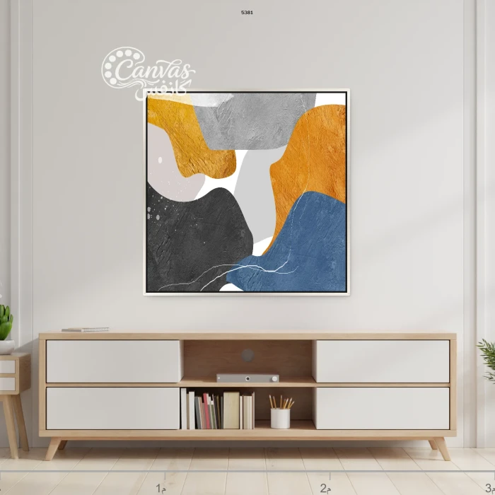 لوحة فنية معاصرة بألوان دافئة وباردة