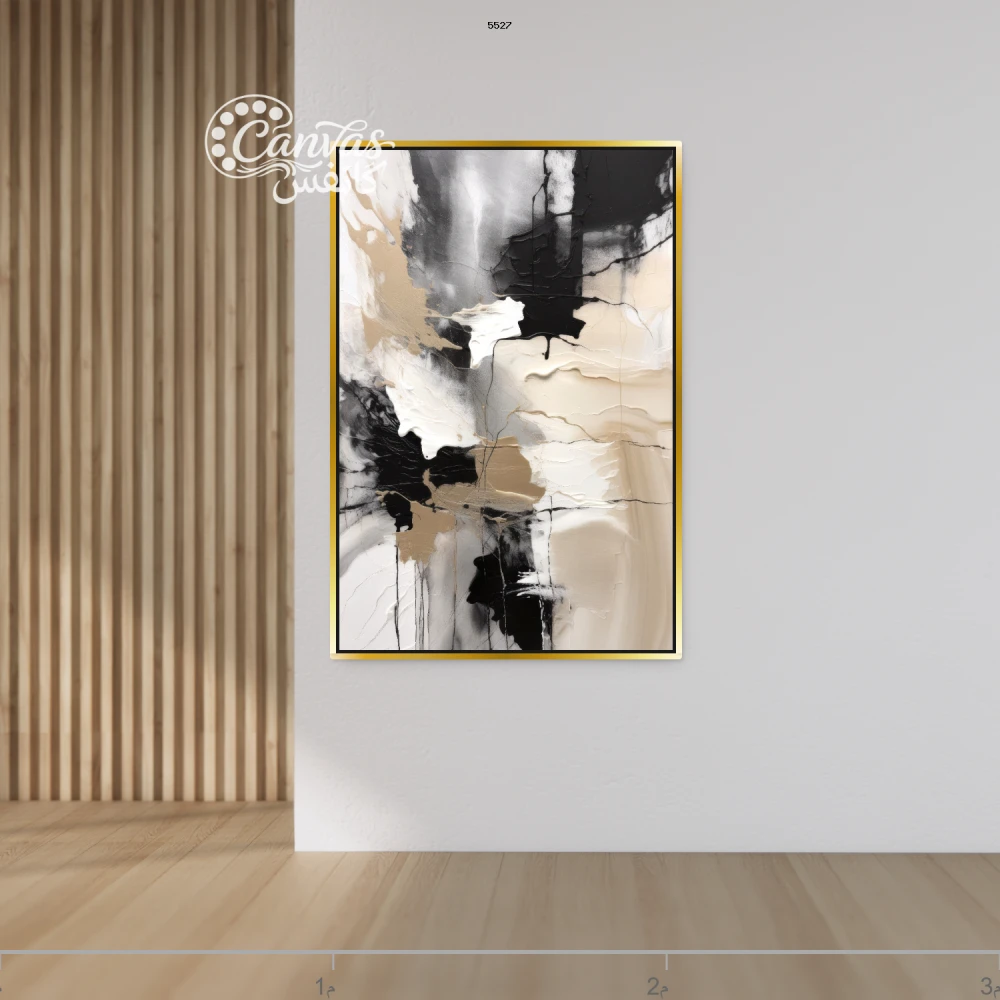 لوحة تجريدية بألوان محايدة وسوداء