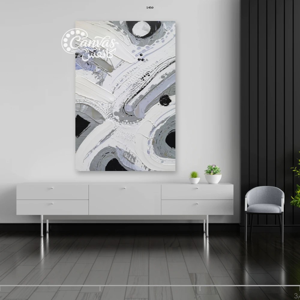 لوحة تجريدية بألوان محايدة وتفاصيل دقيقة