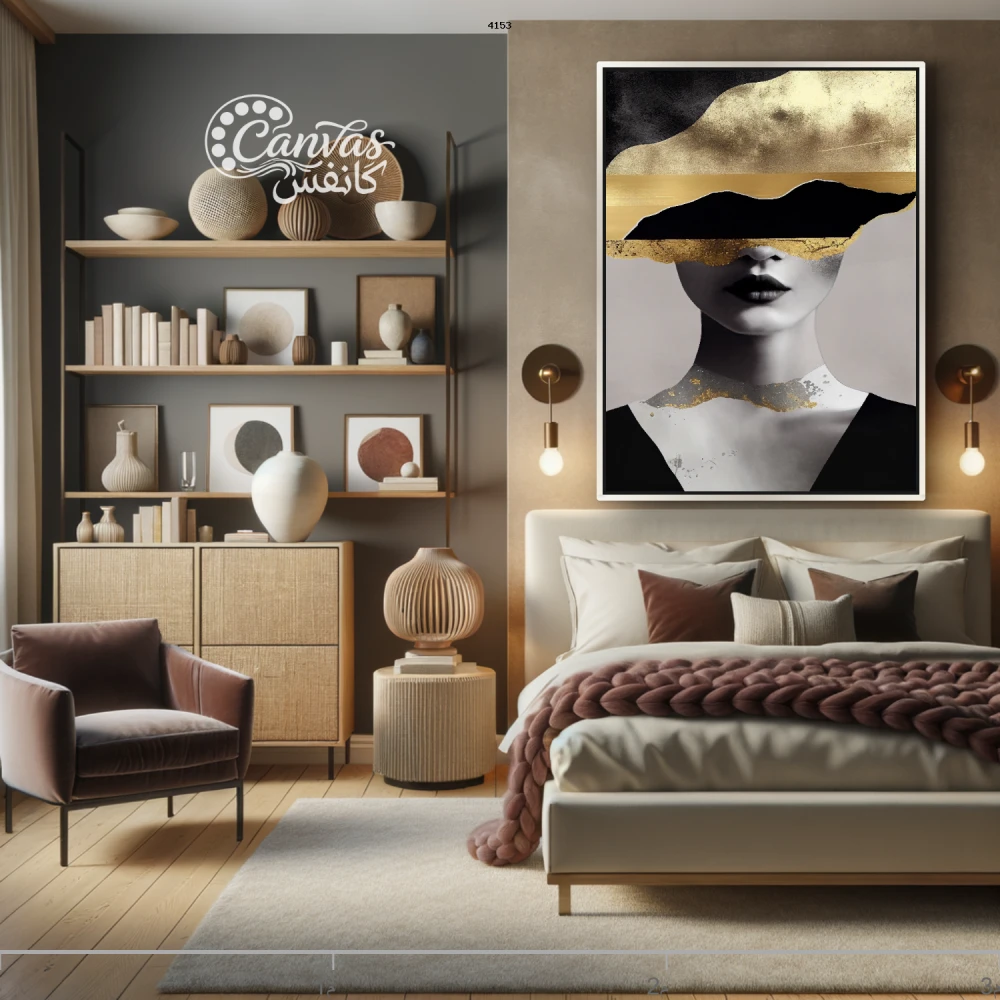 وجه امرأة بتصميم فني معاصر مع خلفية جبال - صورة 3
