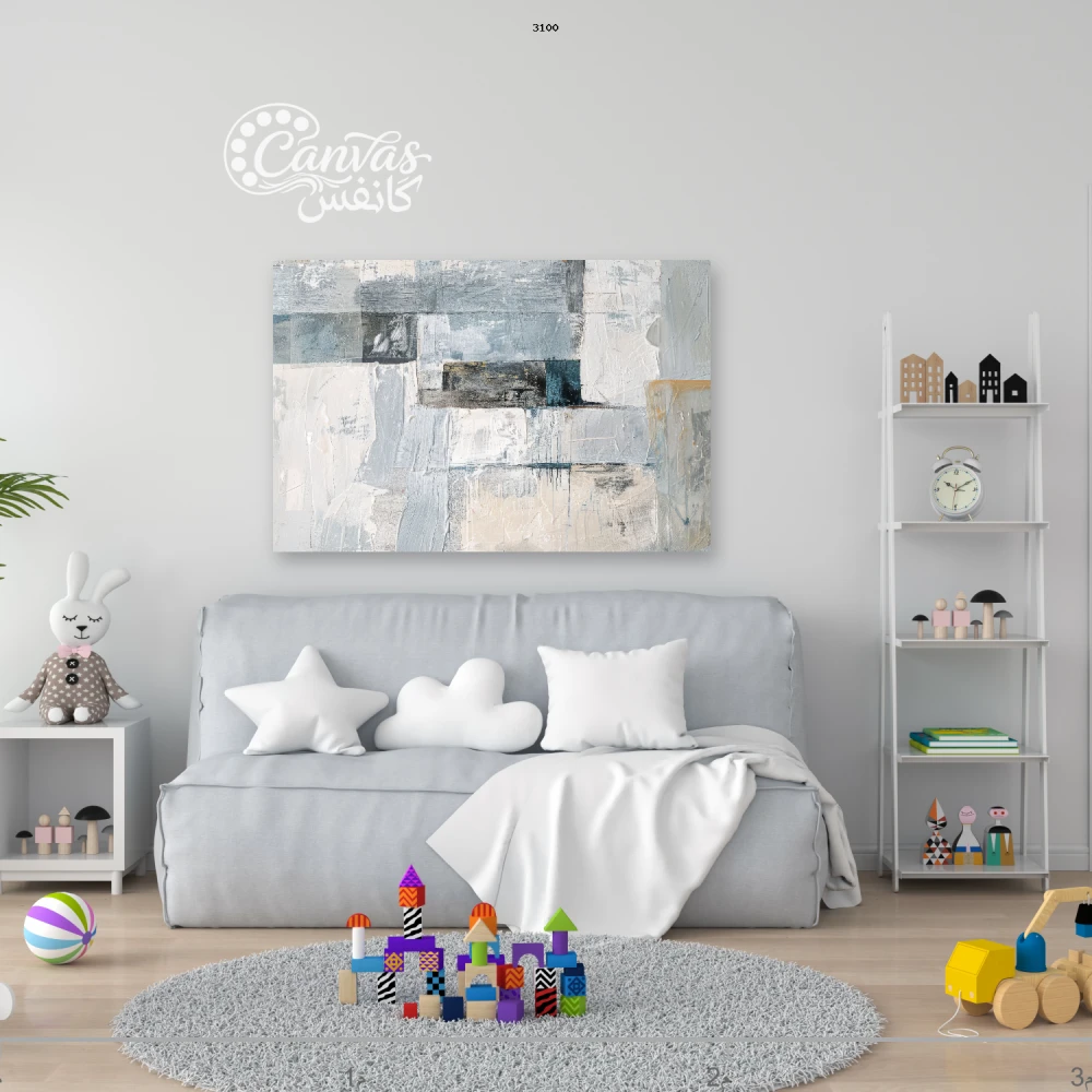 لوحة تجريدية بألوان هادئة وعصرية