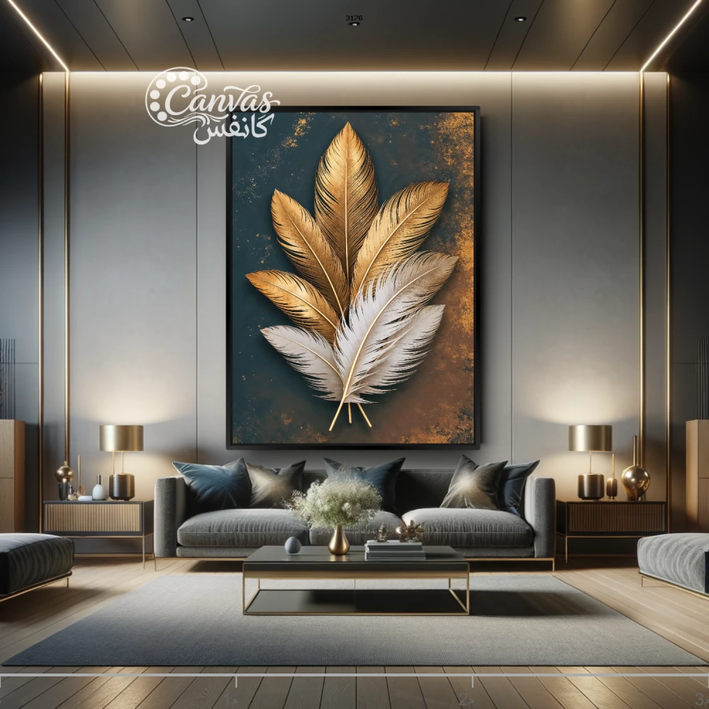 لوحة فنية لأوراق نباتية بتصميم عصري