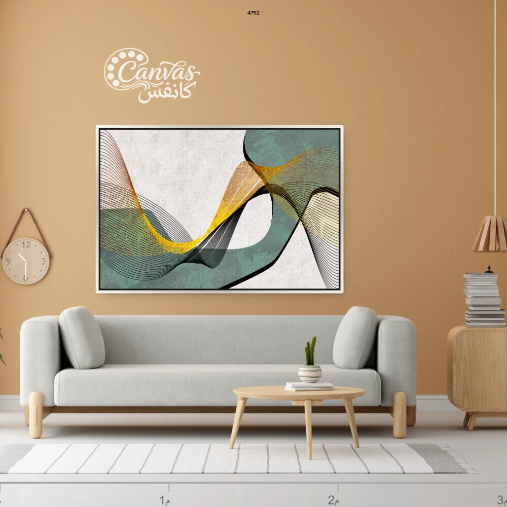 لوحة فنية تجريدية بألوان دافئة وباردة