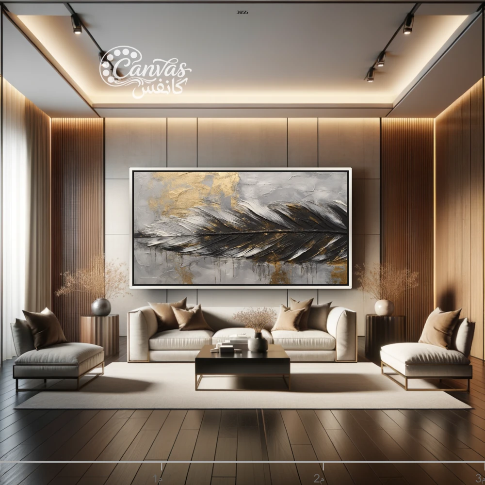 لوحة فنية معاصرة تتضمن أوراق شجر