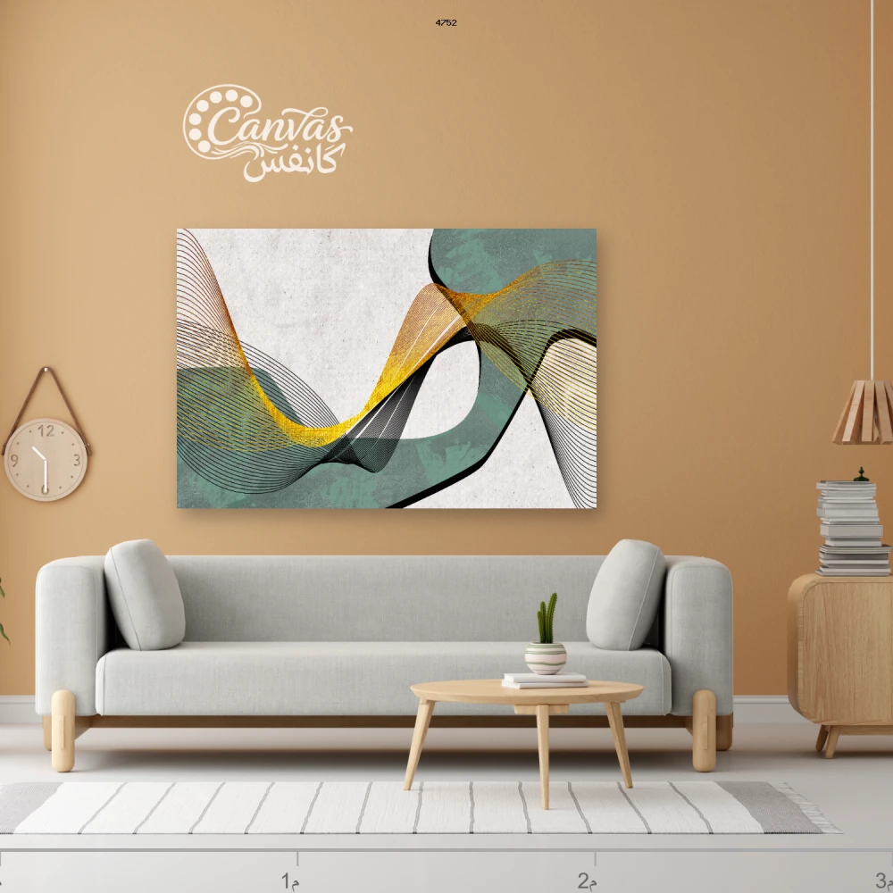 لوحة فنية تجريدية بألوان دافئة وباردة