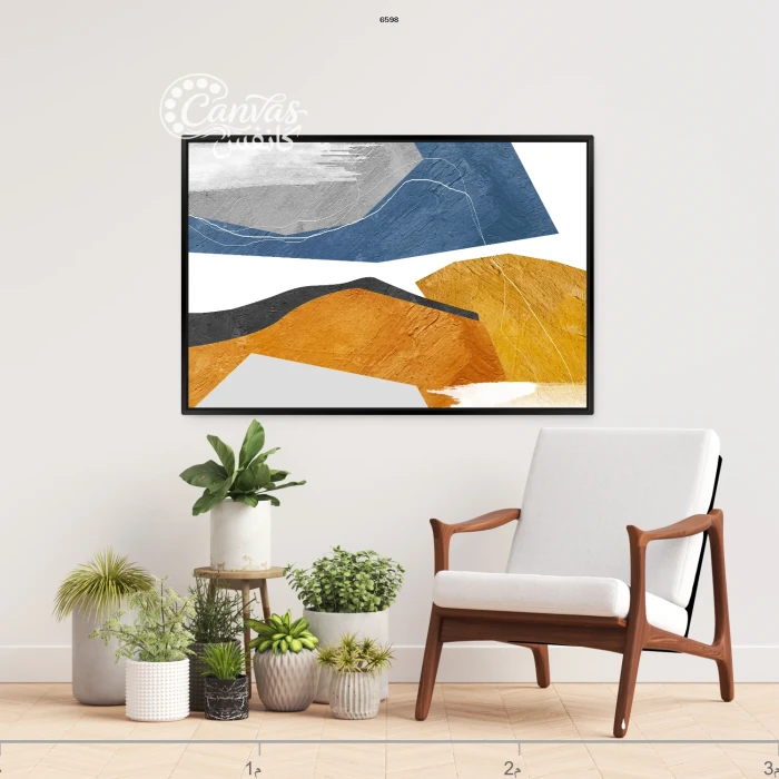 لوحة تجريدية بألوان دافئة وباردة