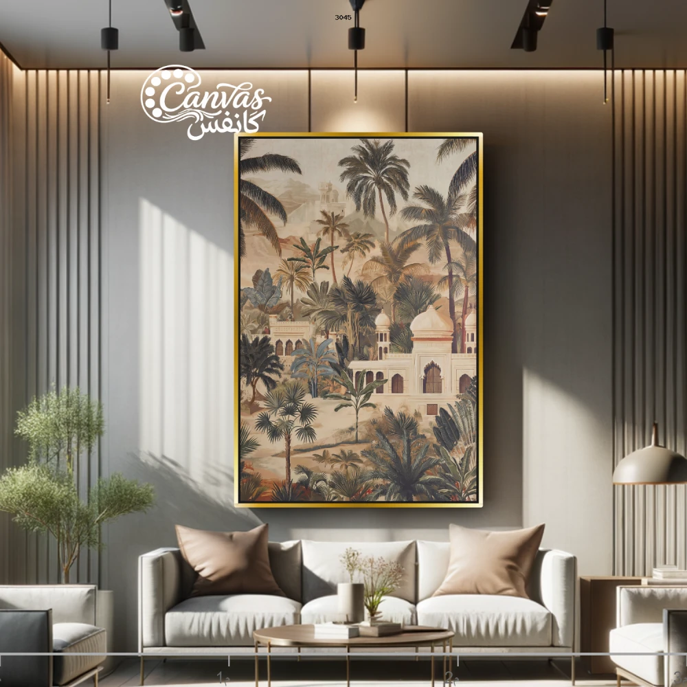 منظر طبيعي مع معماري عربي تقليدي