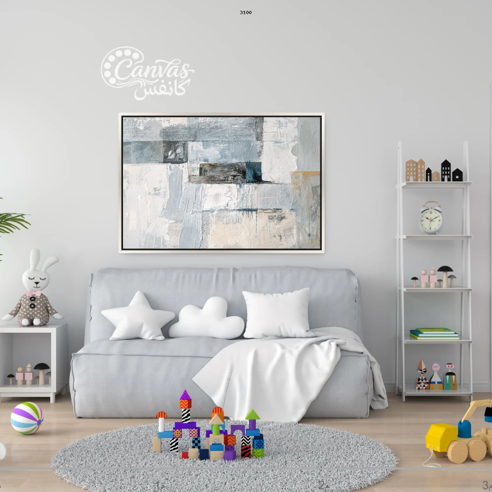 لوحة تجريدية بألوان هادئة وعصرية