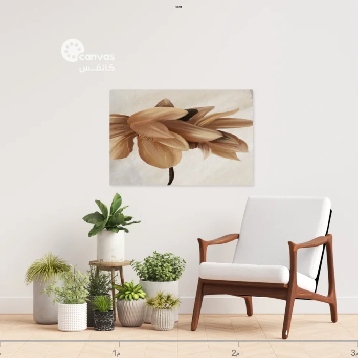 لوحة زهور بلون بيج فاتح