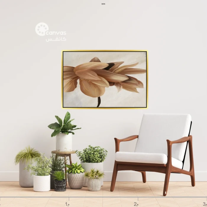 لوحة زهور بلون بيج فاتح