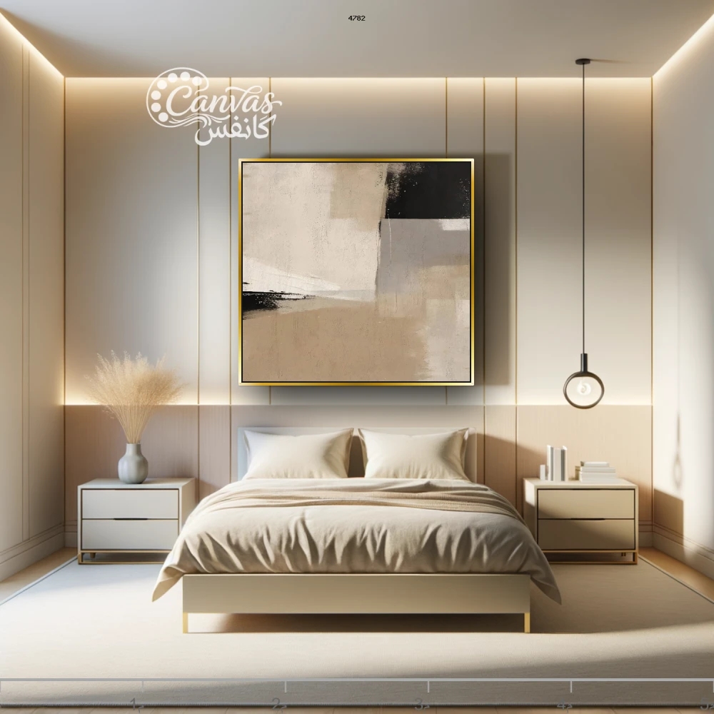 لوحة بمزيج من الأشكال الهندسية والألوان الدافئة