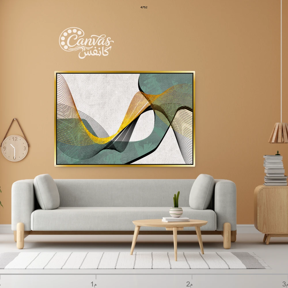 لوحة فنية تجريدية بألوان دافئة وباردة