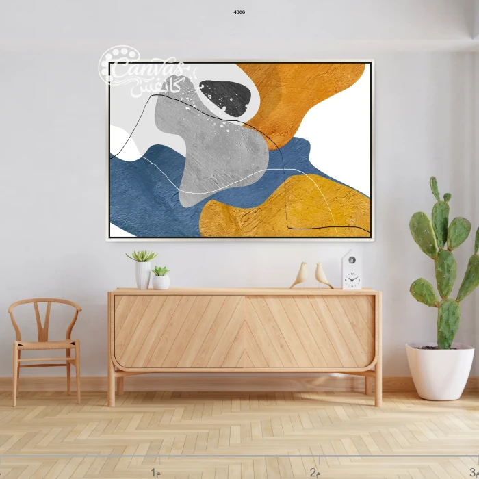 لوحة تجريدية بألوان دافئة وباردة