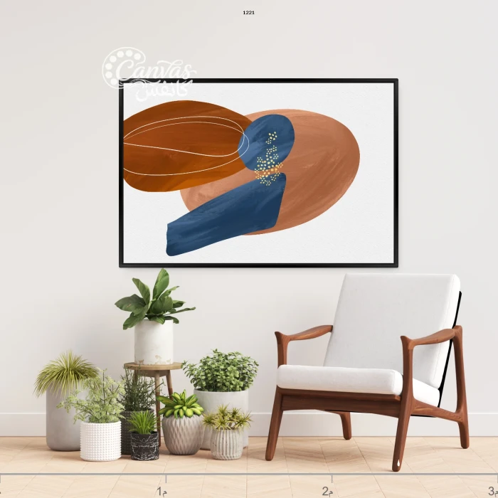 لوحة تجريدية بتصميم عصري وألوان دافئة