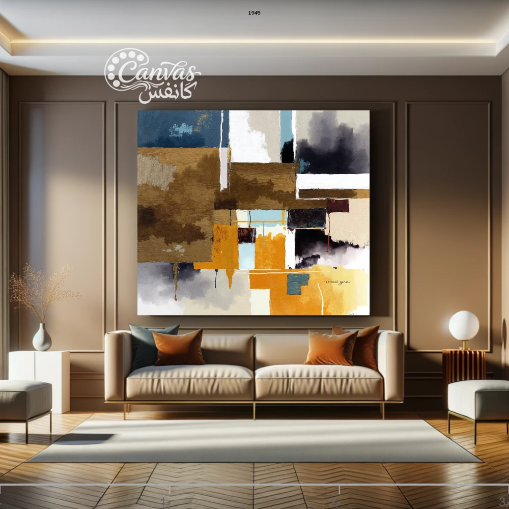 لوحة تجريدية بألوان دافئة وباردة