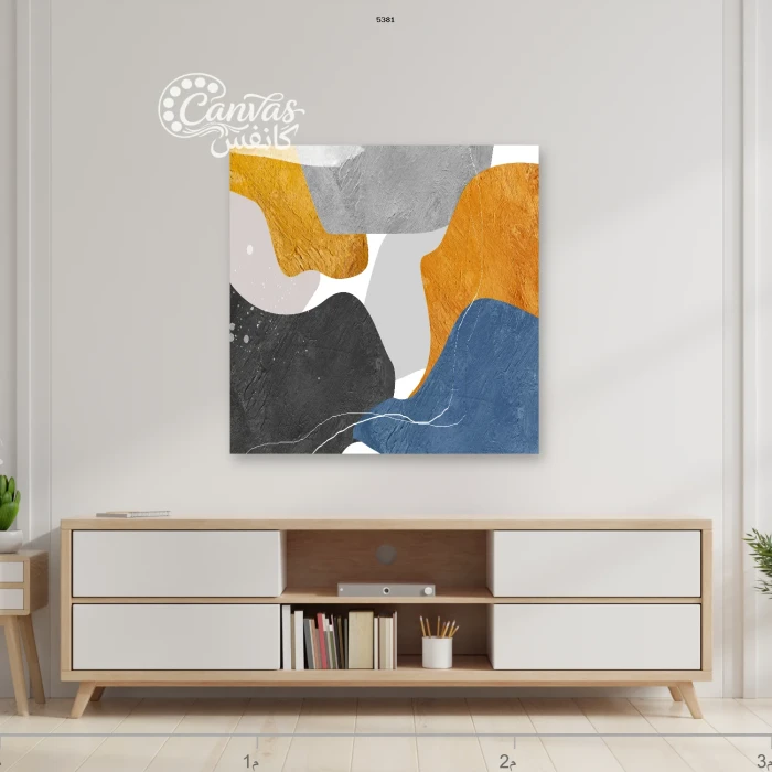 لوحة فنية معاصرة بألوان دافئة وباردة