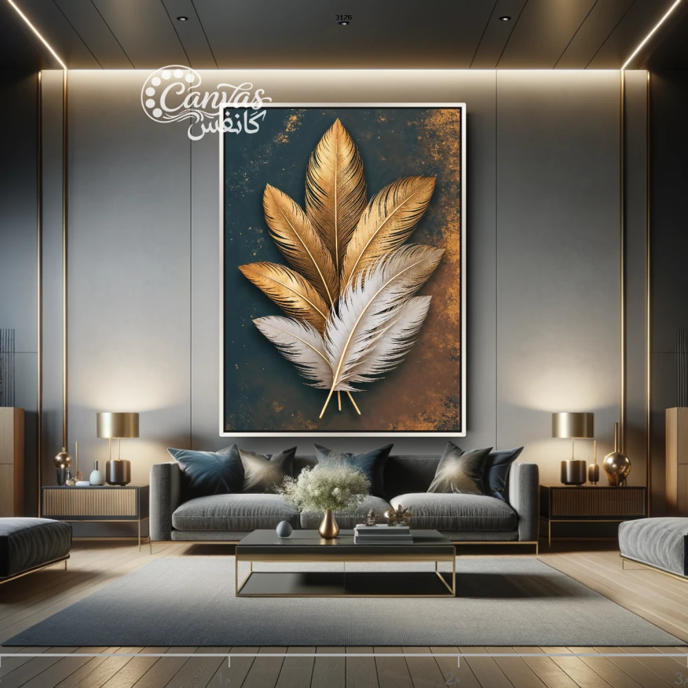 لوحة فنية لأوراق نباتية بتصميم عصري