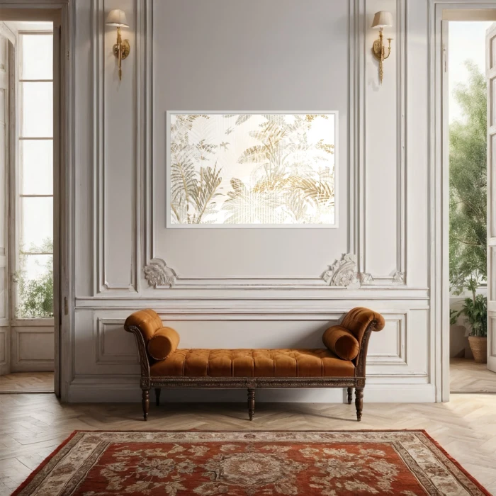 لوحة فنية تجسد الطبيعة بألوان دافئة