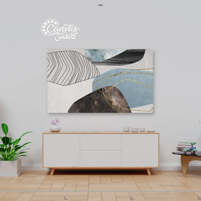 لوحة تجريدية بألوان هادئة وأشكال منحنية